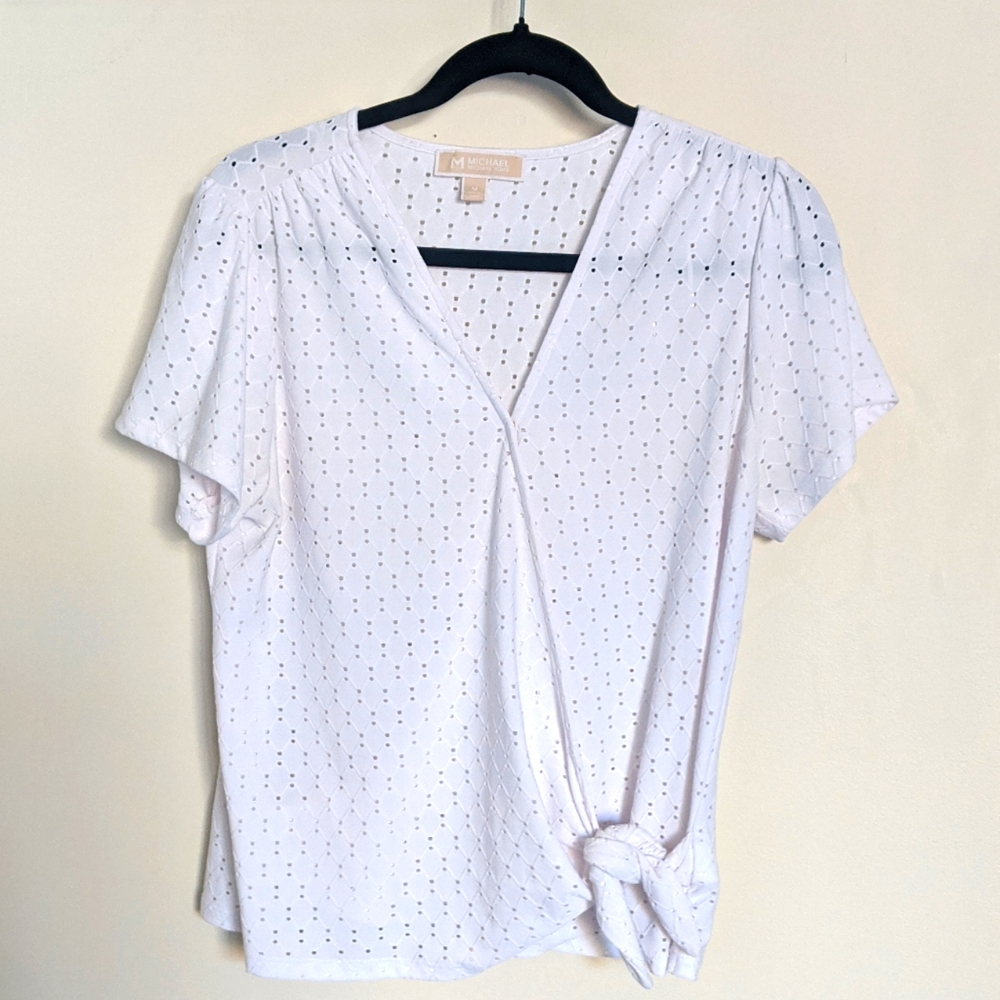 White Faux Wrap Top